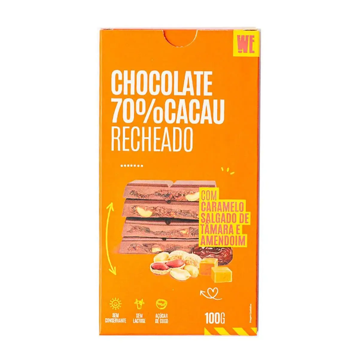 Chocolate 70% Cacau Choconutz Caramelo Salgado de Tâmara e Amendoim com 100g