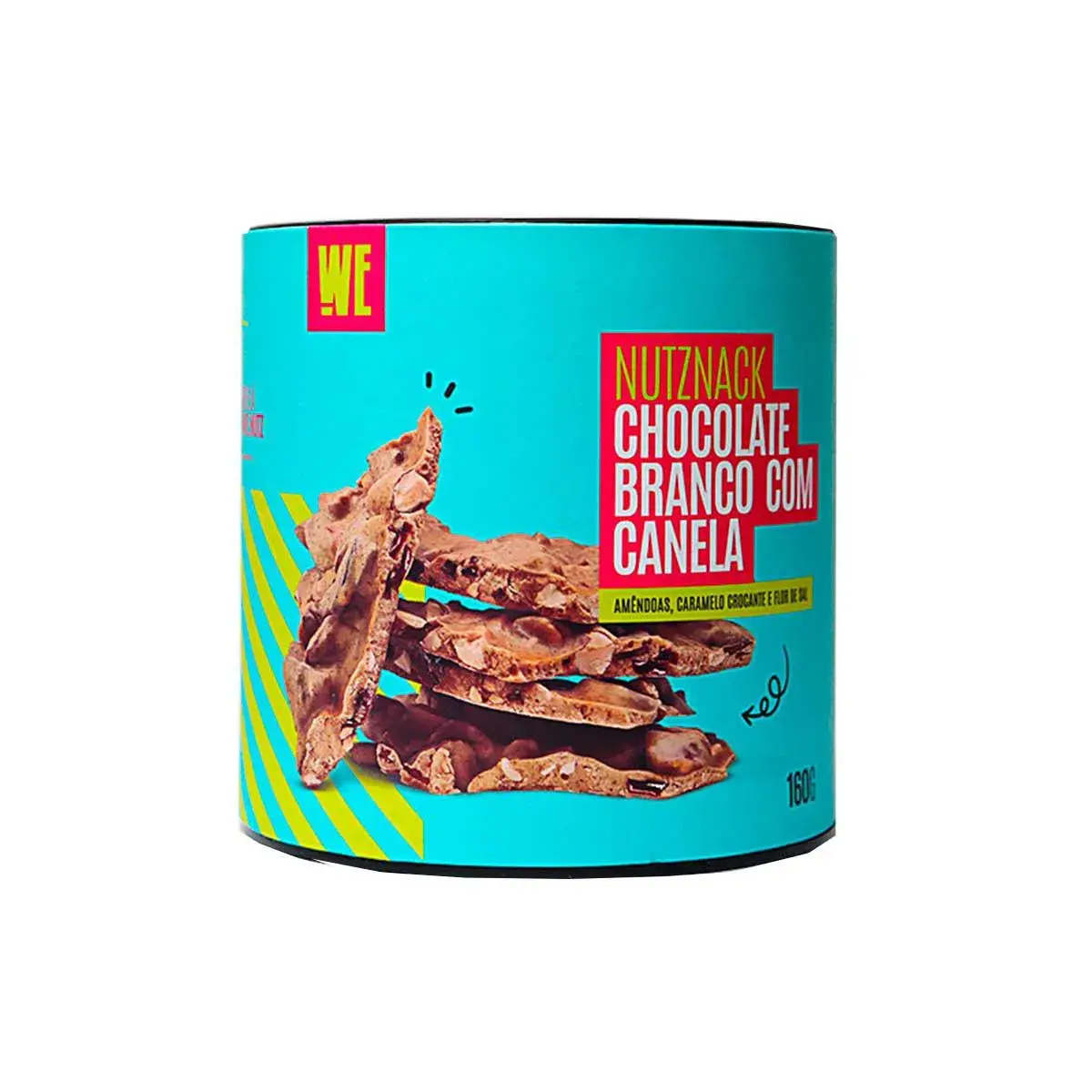 Chocolate Branco com Canela Nutznack Amêndoas, Caramelo Crocante e Flor de Sal com 160g