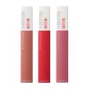 Kit Maybelline NY - 3 Batons Líquidos Longa Duração SuperStay Matte Ink