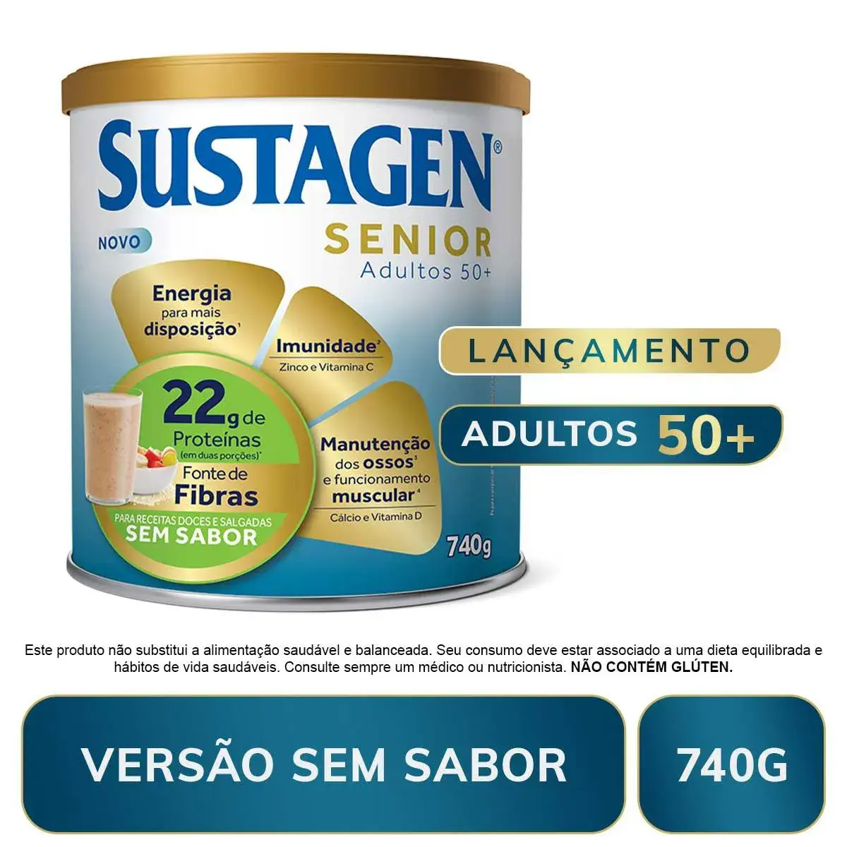 Complemento Alimentar Sustagen Senior Adultos 50+ Sem Sabor 740g