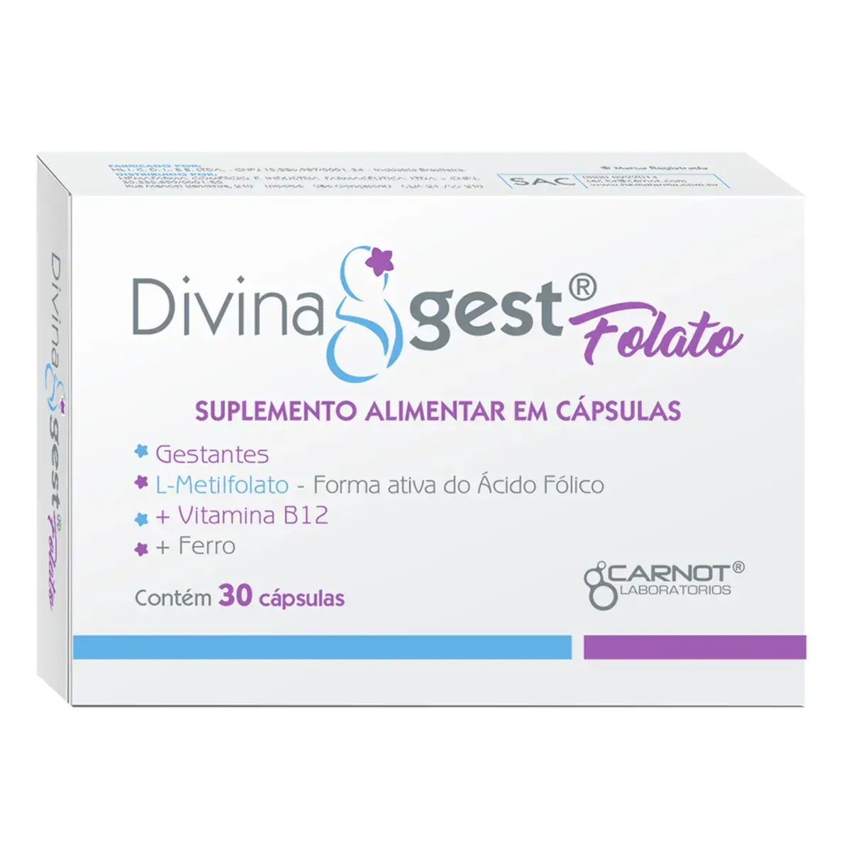 Suplemento Alimentar Folato Divinagest 30 cápsulas