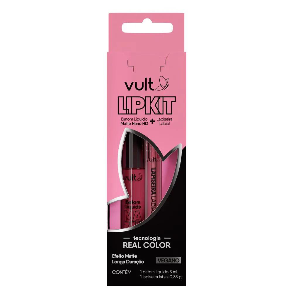 Vult LipKit Batom Líquido Matte Nano HD 5ml + Lapiseira Labial 0,35g - Malva