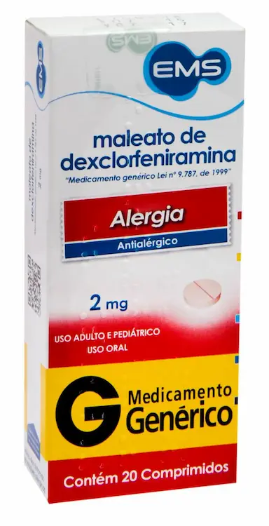 Maleato de Dexclorfeniramina 2mg 20 comprimidos EMS Genérico