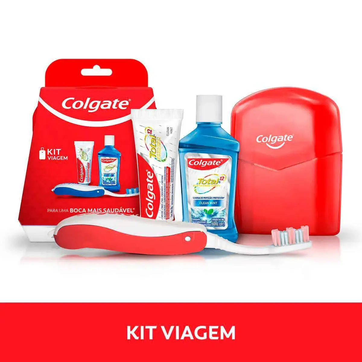 Kit Colgate Total 12 Viagem com 1 Pasta de Dente de 30g + 1 Escova de Dente + 1 Enxaguante Bucal de 60ml