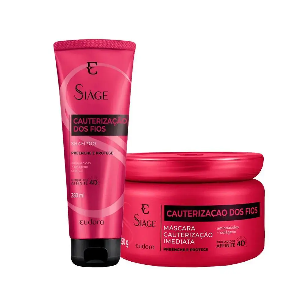 KIT EUD SIáGE CAUTERIZAçãO DOS FIOS 4D - SHAMPOO E MáSCARA