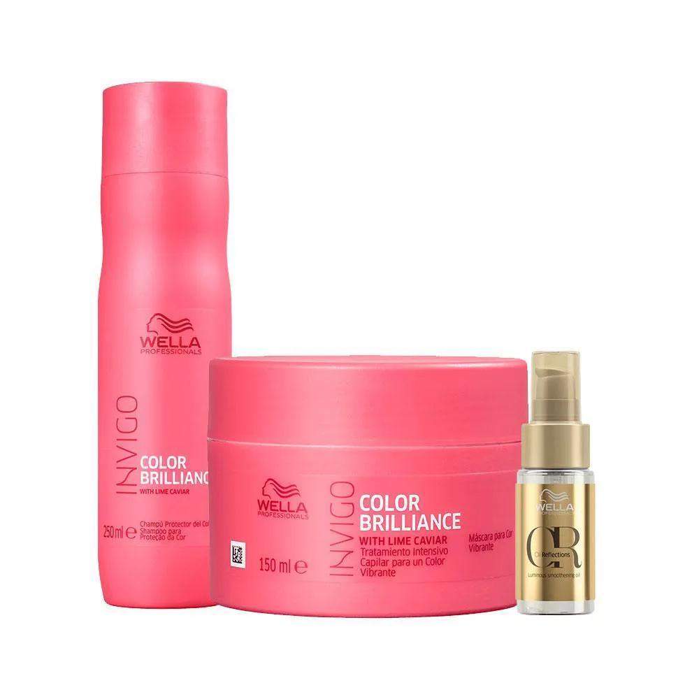 KIT WELLA PROFESSIONALS INVIGO COLOR BRILLIANCE - SHAMPOO E MáSCARA E ÓLEO