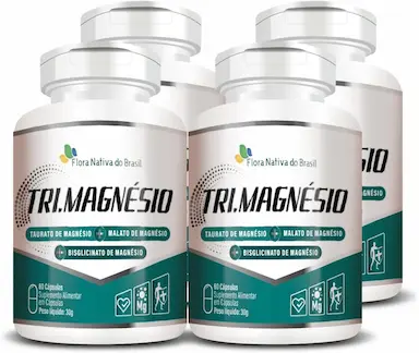 KIT 4 TRIMAGNéSIO TAURATO,MALATO E QUELATO 500MG 60 CAPS FNB
