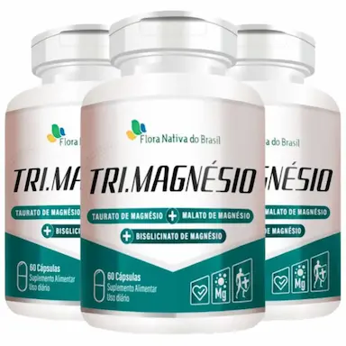 KIT 3X TRI.MAGNéSIO TAURATO, MALATO E BISGLICINATO 60 CáPS- FLORA NATIVA