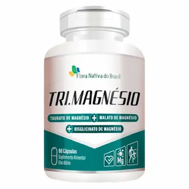 TRI.MAGNéSIO (MAGNéSIO TAURATO, MALATO E BISGLICINATO)  60 CáPSULAS - FLORA NATIVA