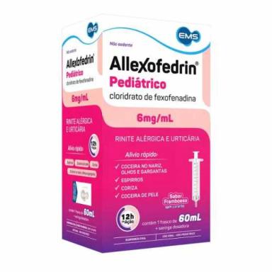ALLEXOFEDRIN PEDIáTRICO 6MG/ML SABOR FRAMBOESA SUSPENSãO ORAL COM 60ML