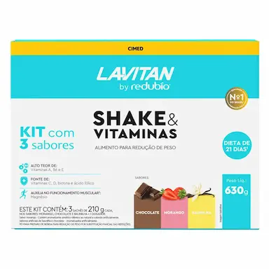 SHAKE LAVITAN REDUBíO DIETA 21 DIAS - 3 SABORES KIT 3X210G Baunilha, Morango E Chocolate